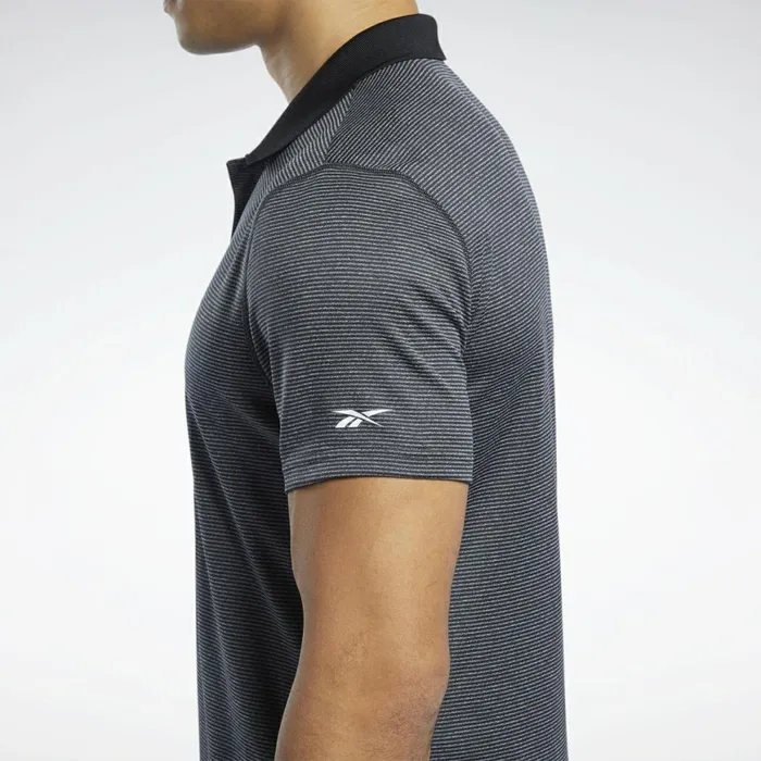 TShirts and Graphic Tees Mens Reebok Workout Ready Striped Polo Shirt Black