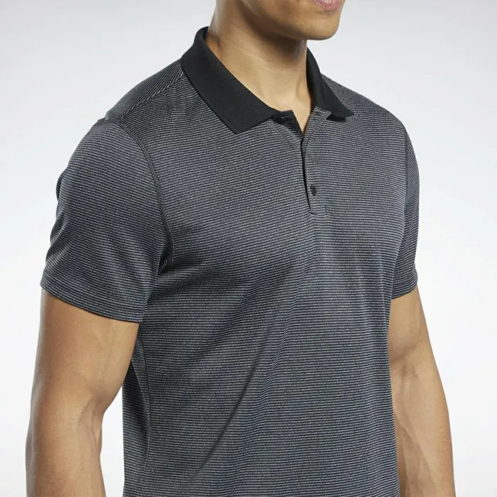 TShirts and Graphic Tees Mens Reebok Workout Ready Striped Polo Shirt Black