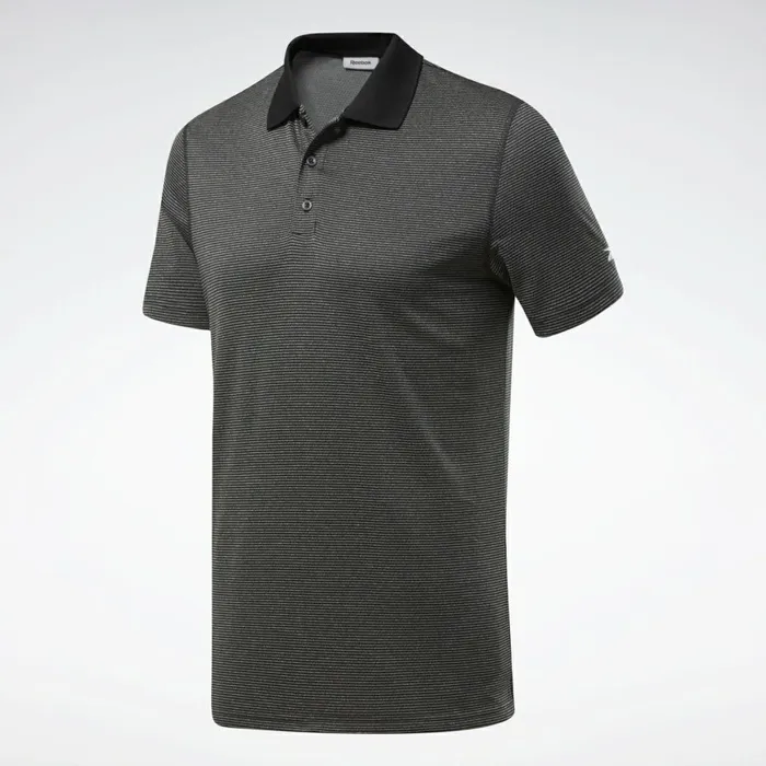 TShirts and Graphic Tees Mens Reebok Workout Ready Striped Polo Shirt Black