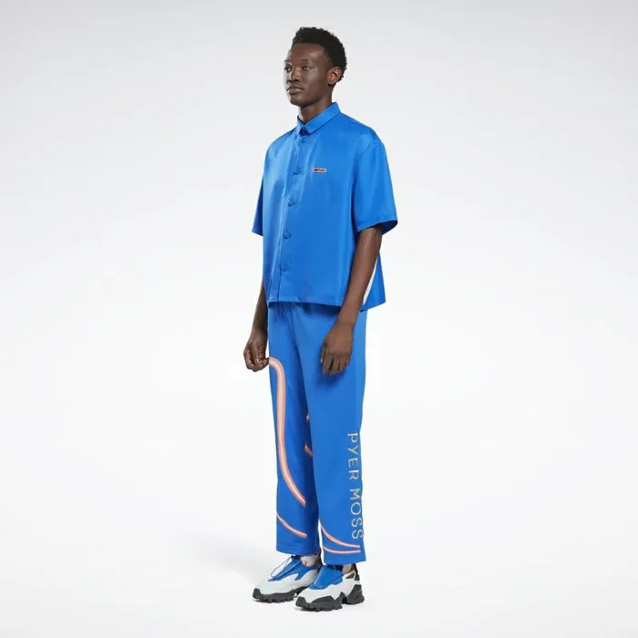 TShirts and Graphic Tees MensWomens Reebok By Pyer Moss Short Sleeve Cropped ButtonDown Shirt Vital Blue