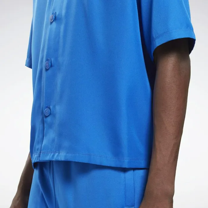 TShirts and Graphic Tees MensWomens Reebok By Pyer Moss Short Sleeve Cropped ButtonDown Shirt Vital Blue