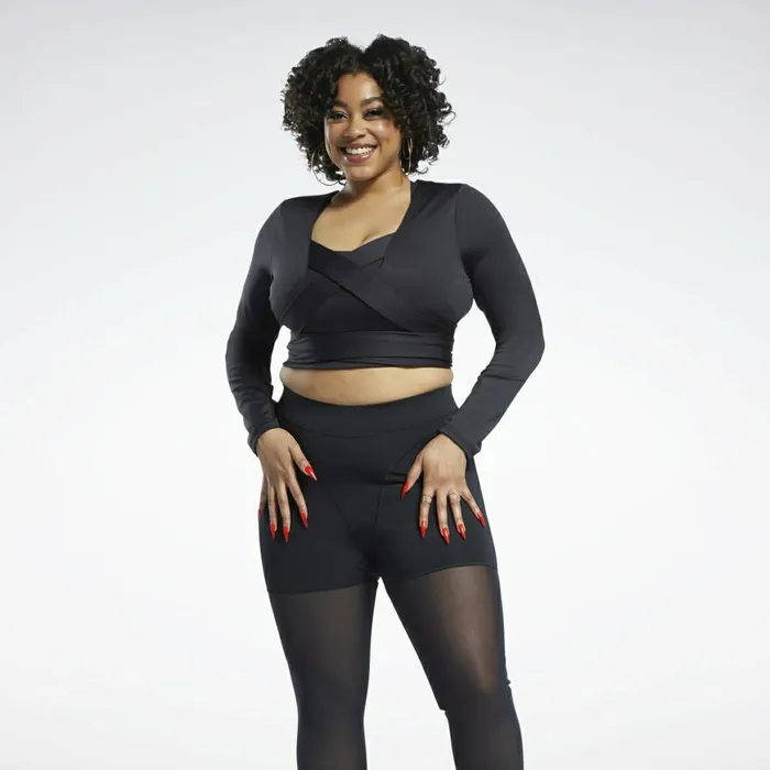 TShirts and Graphic Tees Womens Reebok Cardi B Long Sleeve Crop Top Plus Size Black TShirts and Graphic Tees Womens Reebok Cardi B Long Sleeve Crop Top Plus Size Black