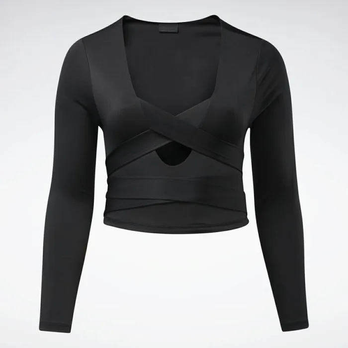 TShirts and Graphic Tees Womens Reebok Cardi B Long Sleeve Crop Top Plus Size Black
