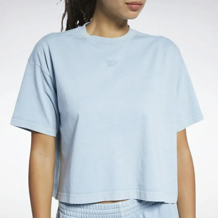 TShirts and Graphic Tees Womens Reebok Classics Natural Dye Cropped TShirt Meteor Grey F17r
