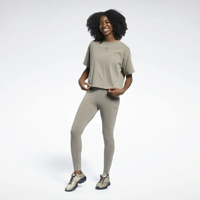 TShirts and Graphic Tees Womens Reebok Classics Natural Dye Cropped TShirt Trek Grey