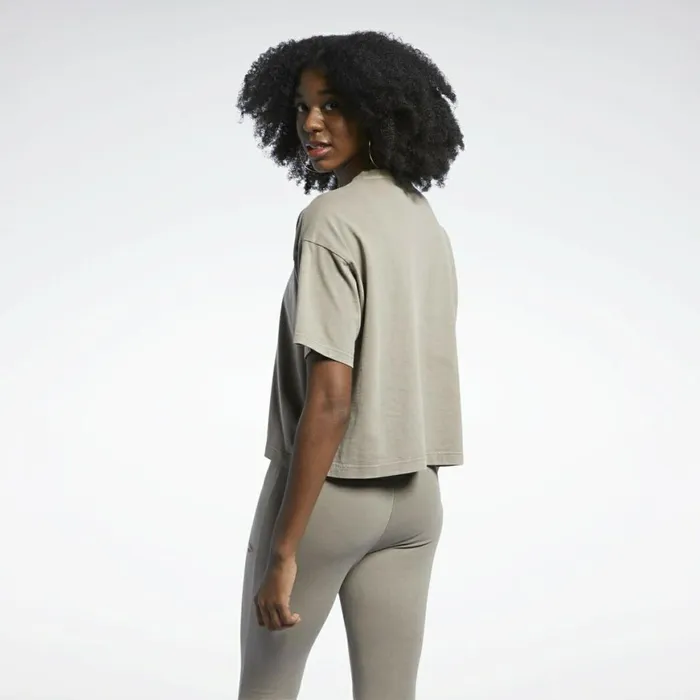 TShirts and Graphic Tees Womens Reebok Classics Natural Dye Cropped TShirt Trek Grey