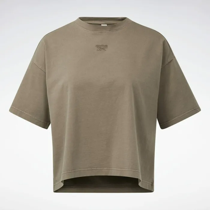 TShirts and Graphic Tees Womens Reebok Classics Natural Dye Cropped TShirt Trek Grey