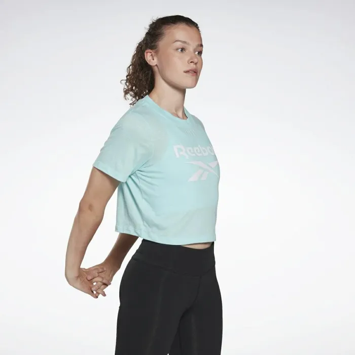 TShirts and Graphic Tees Womens Reebok Identity Cropped TShirt Digital Glow