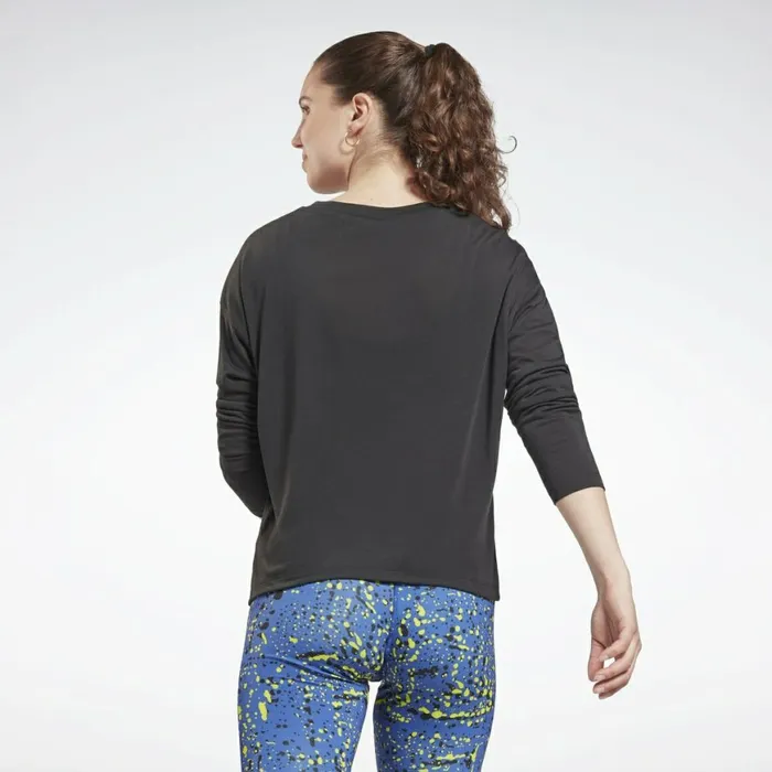 TShirts and Graphic Tees Womens Reebok Workout Ready Supremium Long Sleeve TShirt Night Black