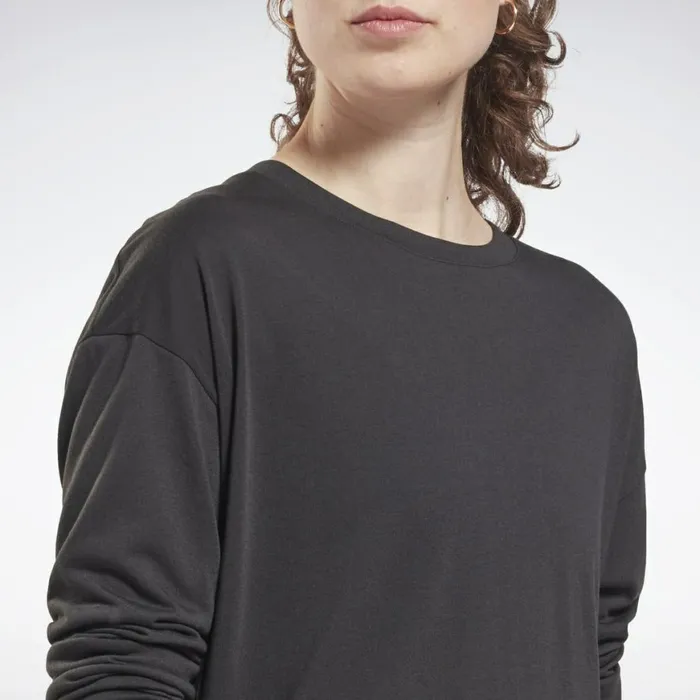 TShirts and Graphic Tees Womens Reebok Workout Ready Supremium Long Sleeve TShirt Night Black