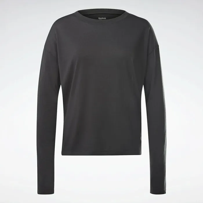 TShirts and Graphic Tees Womens Reebok Workout Ready Supremium Long Sleeve TShirt Night Black