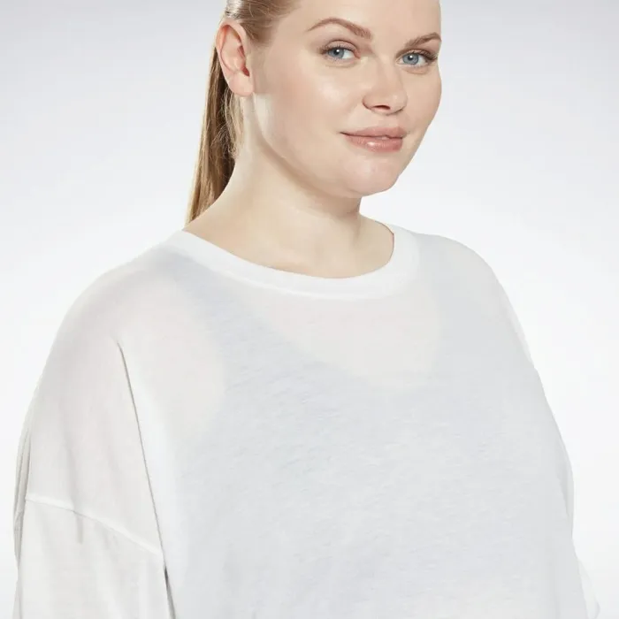 TShirts and Graphic Tees Womens Reebok Workout Ready Supremium Long Sleeve TShirt Plus Size White