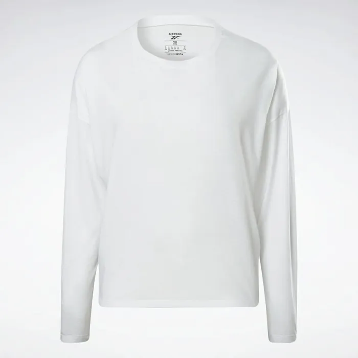 TShirts and Graphic Tees Womens Reebok Workout Ready Supremium Long Sleeve TShirt Plus Size White