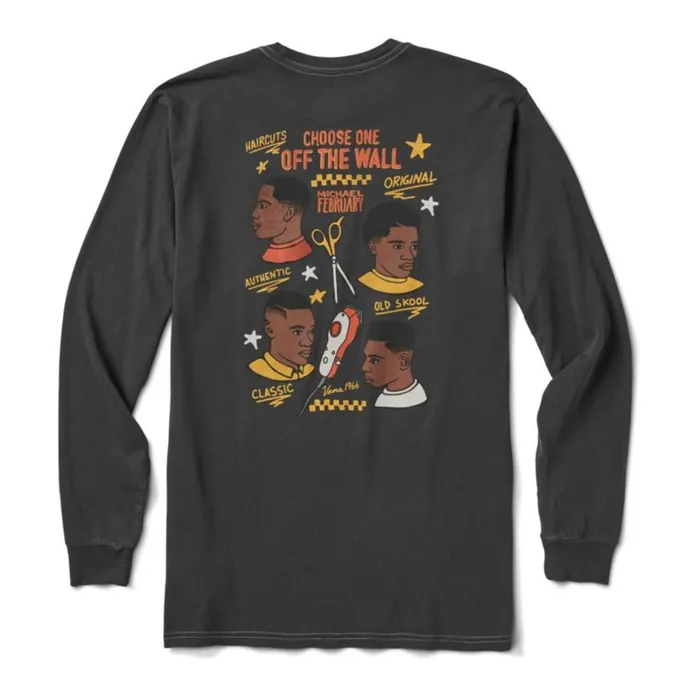 TShirts and Tanks Men Vans Mikey February Long Sleeve TShirt Overdye Black