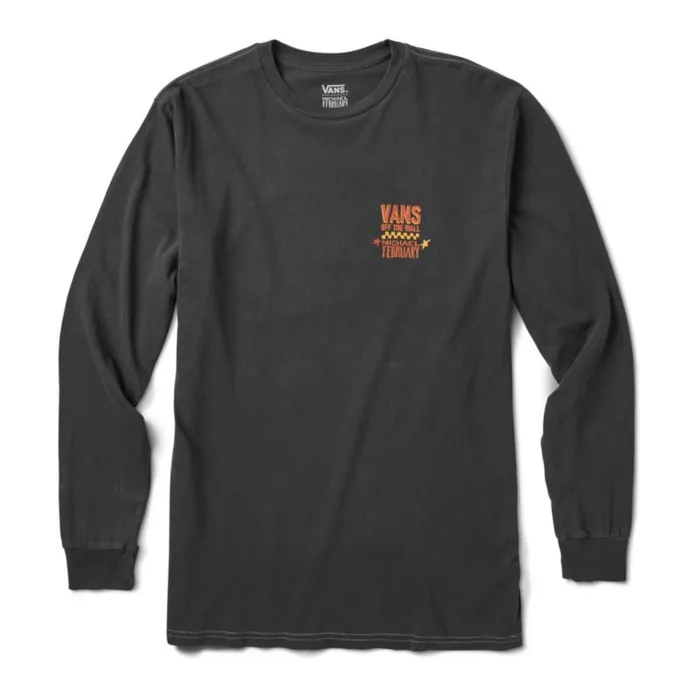 TShirts and Tanks Men Vans Mikey February Long Sleeve TShirt Overdye Black