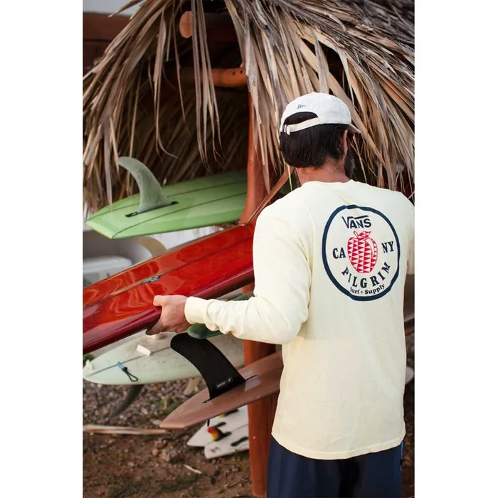 TShirts and Tanks Men Vans Pilgrim Surf Supply Apple Long Sleeve TShirt Double Cream