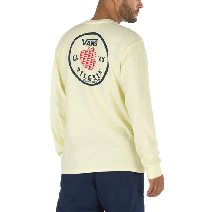 TShirts and Tanks Men Vans Pilgrim Surf Supply Apple Long Sleeve TShirt Double Cream