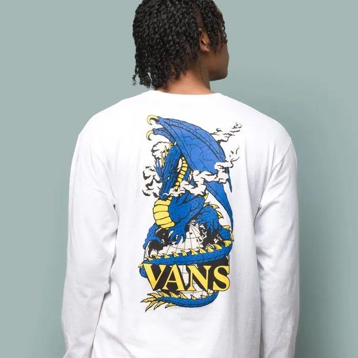 TShirts and Tanks Men Vans Seismic Activity Long Sleeve TShirt White