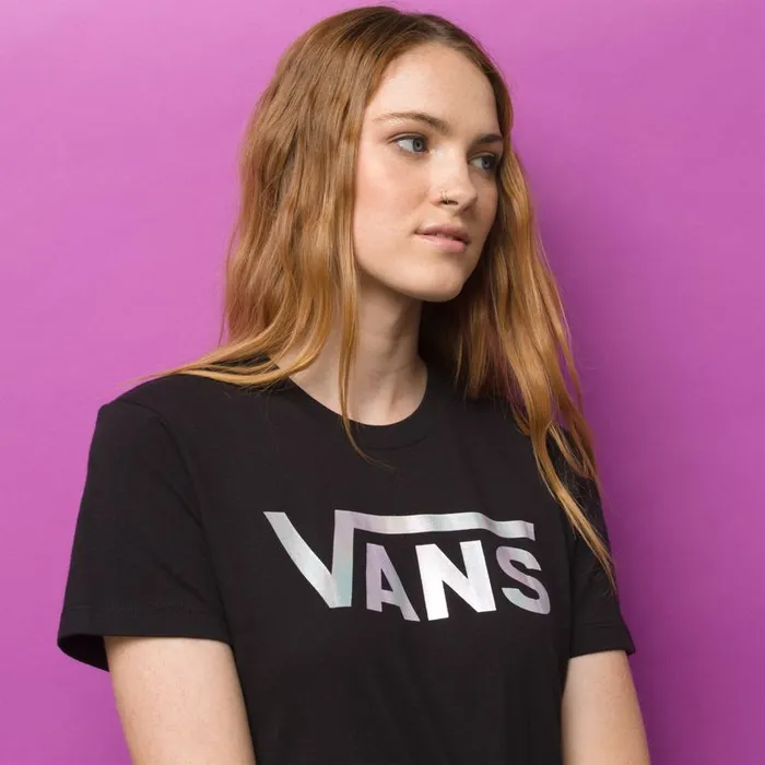TShirts and Tanks Women Vans Flutter V Iridescent Crew Tee Black