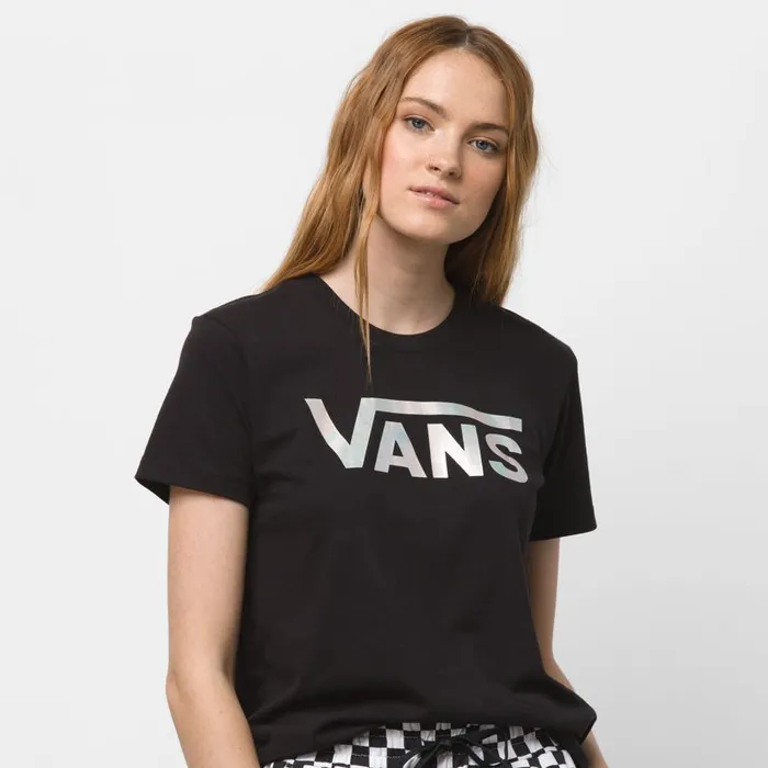 TShirts and Tanks Women Vans Flutter V Iridescent Crew Tee Black TShirts and Tanks Women Vans Flutter V Iridescent Crew Tee Black
