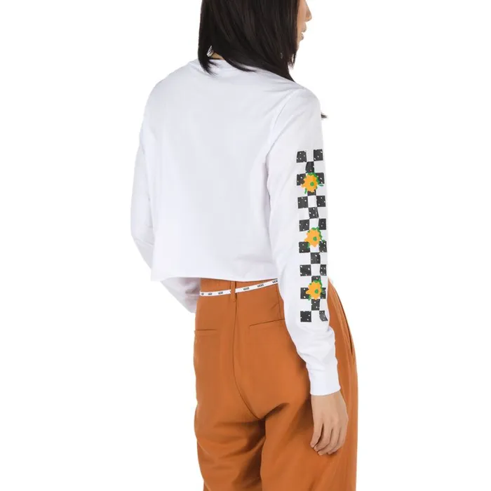 TShirts and Tanks Women Vans Lepp Check Crop Long Sleeve Boyfriend Tee White TShirts and Tanks Women Vans Lepp Check Crop Long Sleeve Boyfriend Tee White