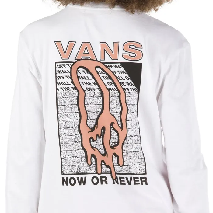 TShirts and Tanks Women Vans Peace Drip Long Sleeve Boyfriend Tee White TShirts and Tanks Women Vans Peace Drip Long Sleeve Boyfriend Tee White