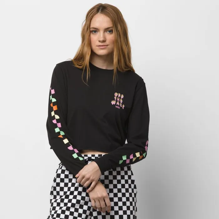 TShirts and Tanks Women Vans Reign Marker Crop Long Sleeve Boyfriend Tee Black TShirts and Tanks Women Vans Reign Marker Crop Long Sleeve Boyfriend Tee Black