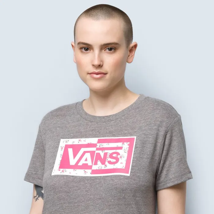 TShirts and Tanks Women Vans Split Ticket Boyfriend Tee Grey Heather