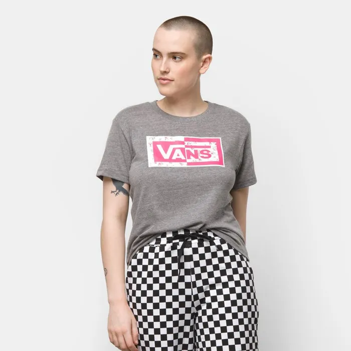 TShirts and Tanks Women Vans Split Ticket Boyfriend Tee Grey Heather TShirts and Tanks Women Vans Split Ticket Boyfriend Tee Grey Heather