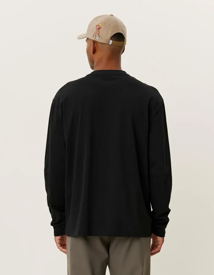Tshirts Men Les Deux Crew LS TShirt 8211 BlackLight Ivory