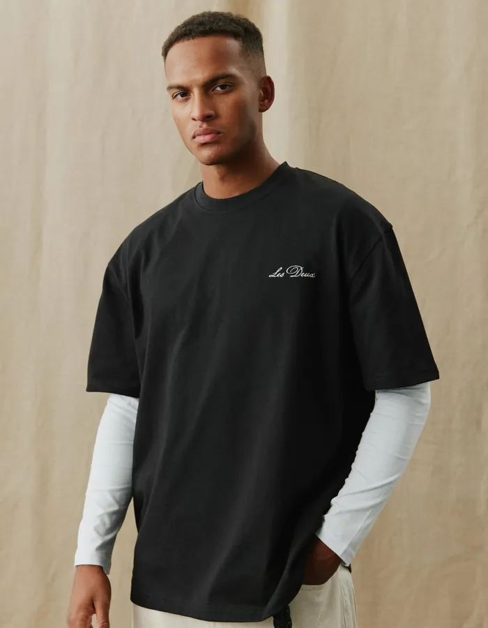 Tshirts Men Les Deux Crew TShirt 8211 BlackWhite