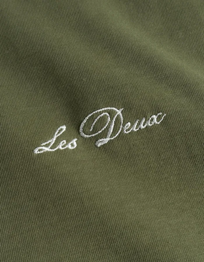 Tshirts Men Les Deux Crew TShirt 8211 Chive GreenLight Ivory
