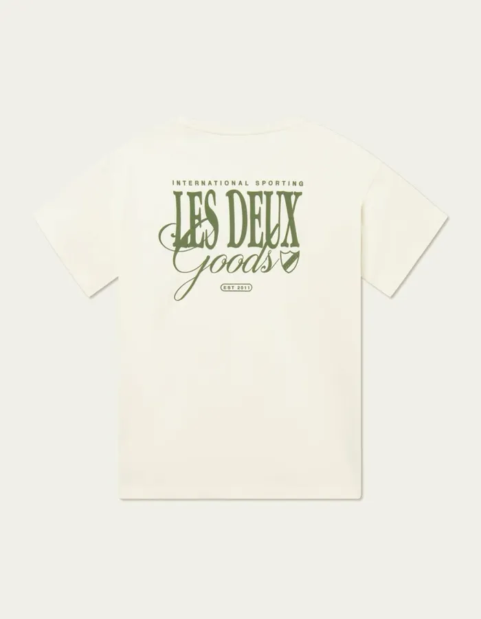 Tshirts Men Les Deux Goods TShirt 8211 IvoryChive Green