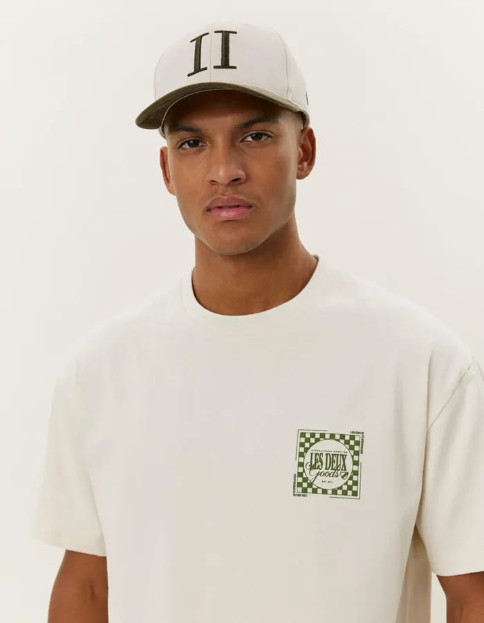 Tshirts Men Les Deux Goods TShirt 8211 IvoryChive Green
