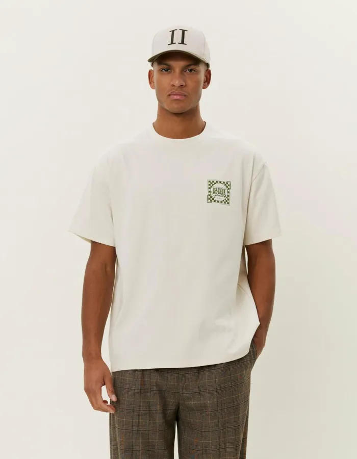Tshirts Men Les Deux Goods TShirt 8211 IvoryChive Green