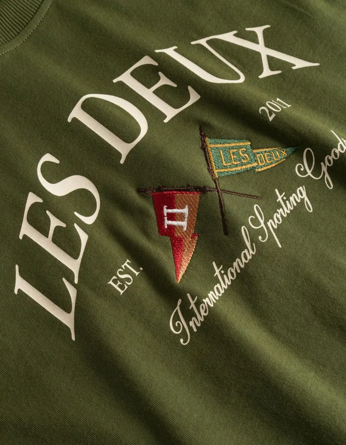 Tshirts Men Les Deux Ivy League TShirt 8211 Chive Green