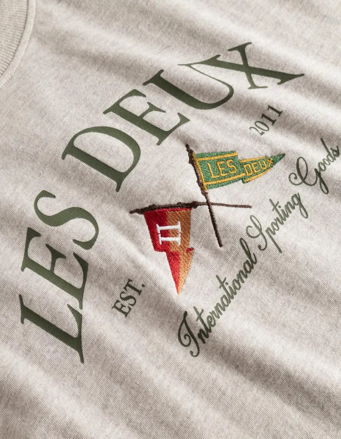Tshirts Men Les Deux Ivy League TShirt 8211 Oatmeal Mlange