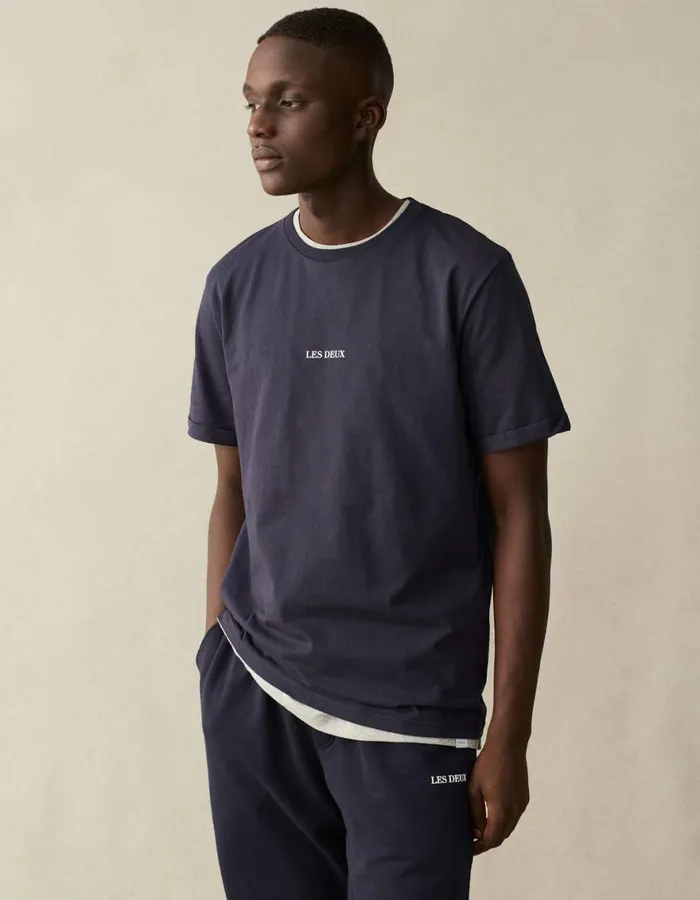 Tshirts Men Les Deux Lens TShirt 8211 Dark NavyWhite