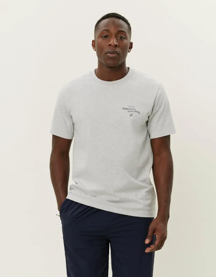 Tshirts Men Les Deux Mediterranean TShirt 8211 Snow Melange