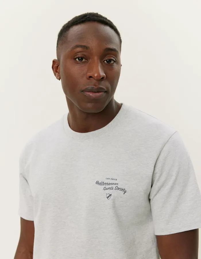 Tshirts Men Les Deux Mediterranean TShirt 8211 Snow Melange