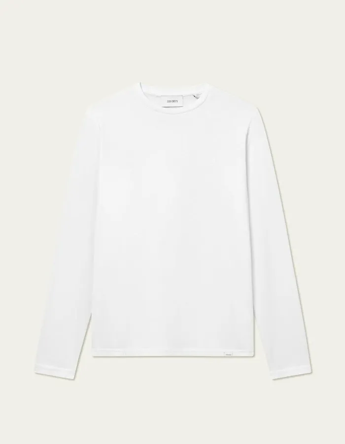 Tshirts Men Les Deux Norregaard LS TShirt Tonal 8211 WhiteWhite