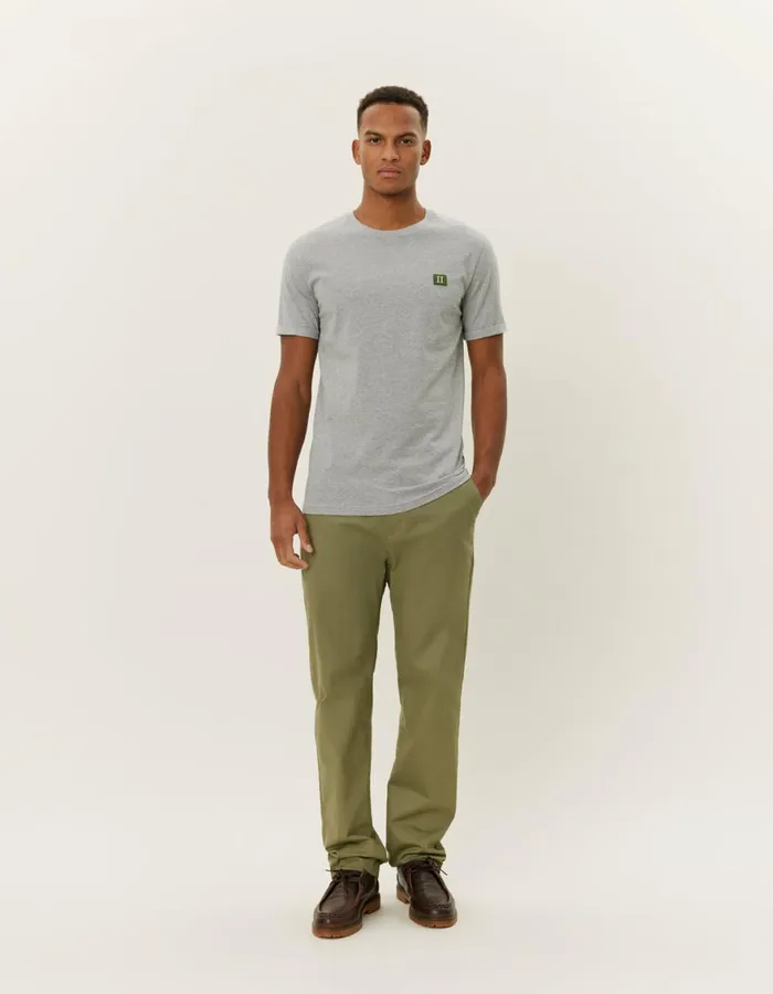 Tshirts Men Les Deux Piece TShirt 8211 Light Grey MelangeChive Green