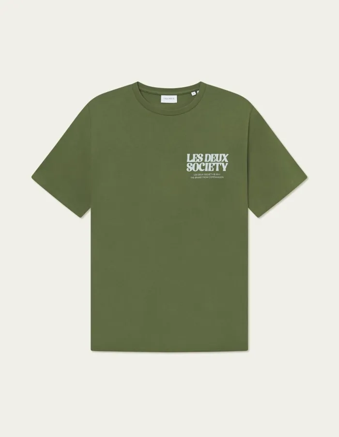 Tshirts Men Les Deux Society TShirt 8211 Chive GreenSmoke Green