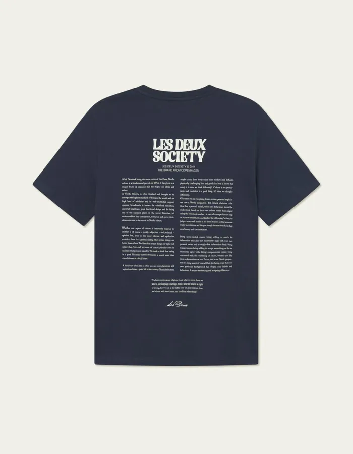 Tshirts Men Les Deux Society TShirt 8211 Dark NavyIvory