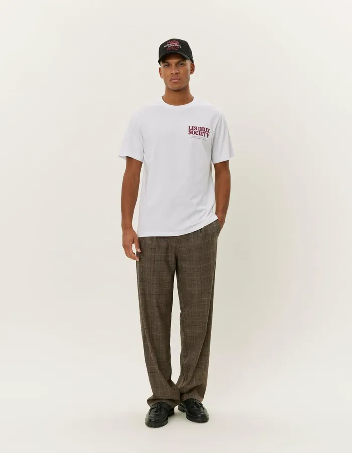 Tshirts Men Les Deux Society TShirt 8211 WhiteBeet Red