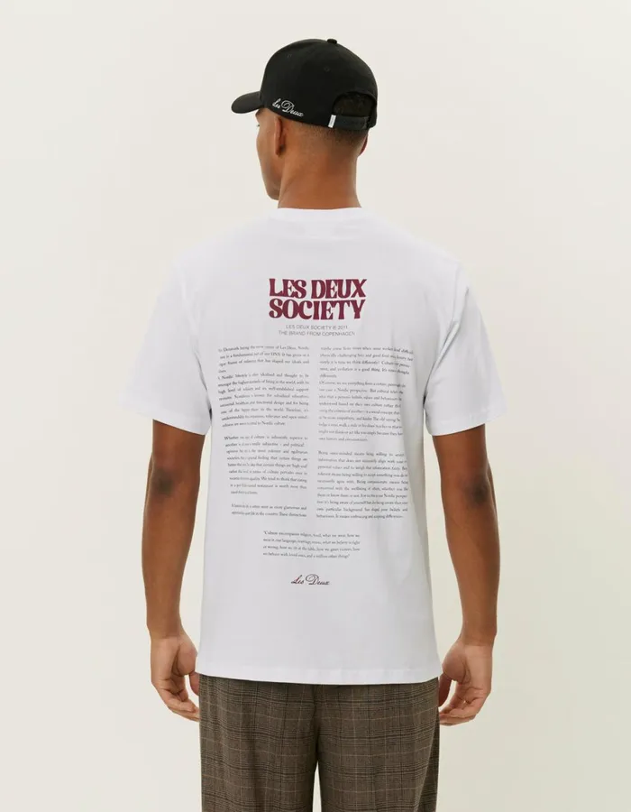 Tshirts Men Les Deux Society TShirt 8211 WhiteBeet Red