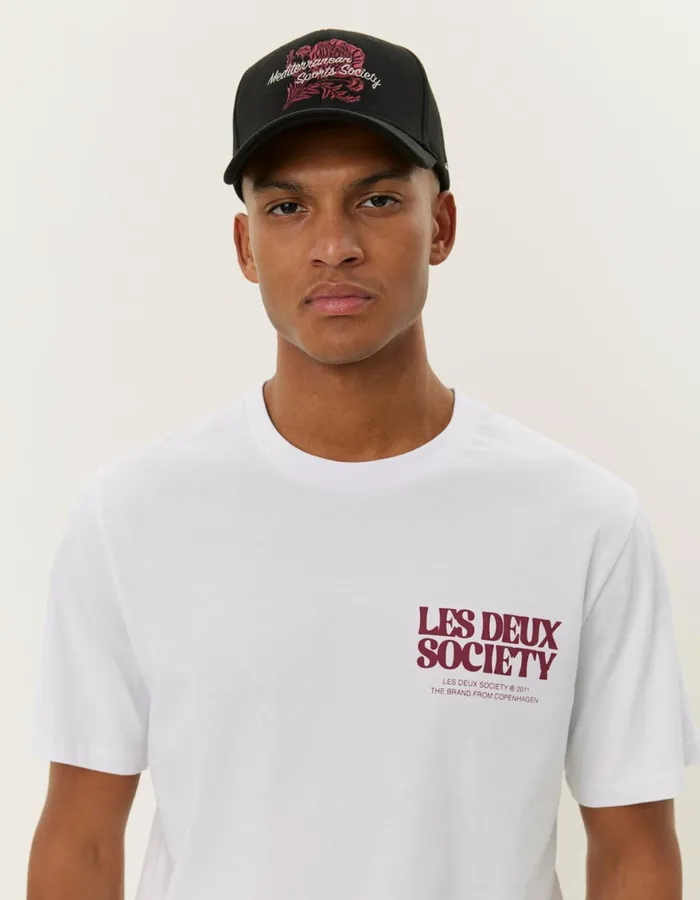 Tshirts Men Les Deux Society TShirt 8211 WhiteBeet Red