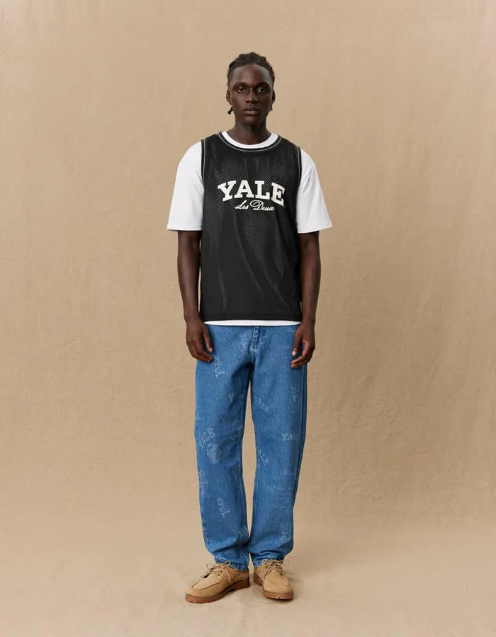 Tshirts Men Les Deux Yale Printed Mesh Tanktop 8211 BlackBlack