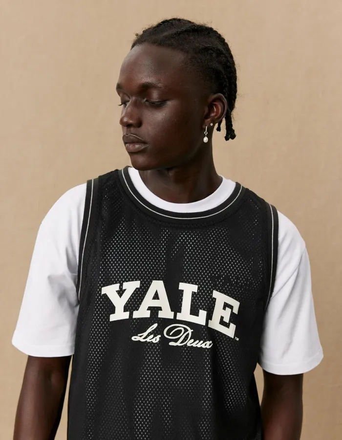 Tshirts Men Les Deux Yale Printed Mesh Tanktop 8211 BlackBlack