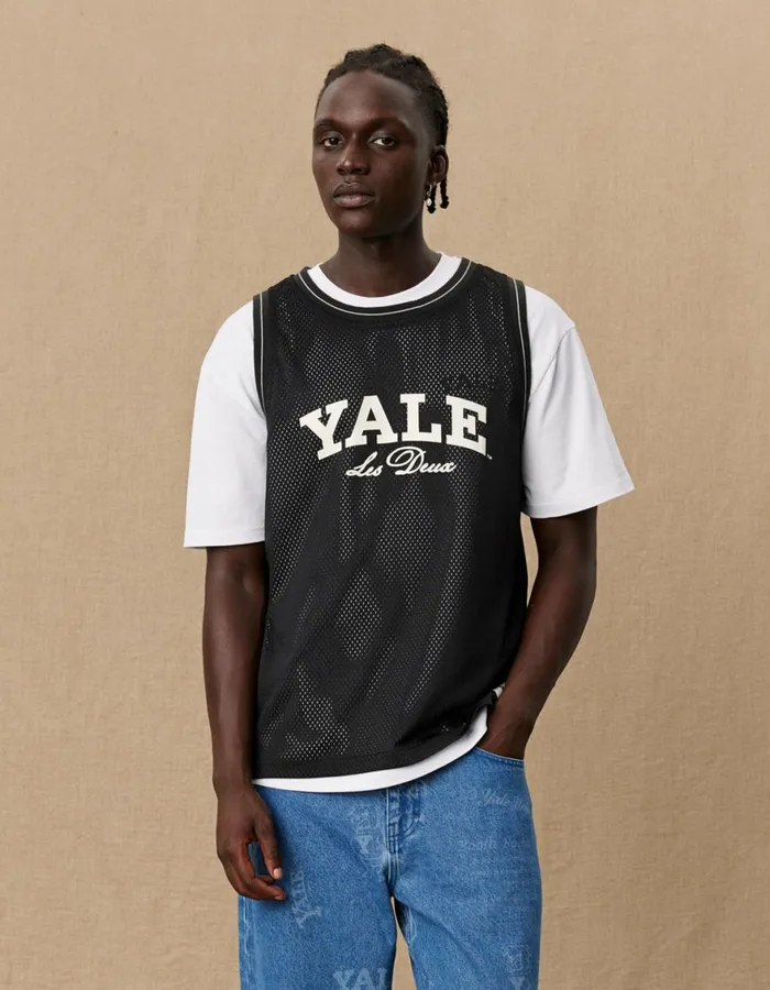 Tshirts Men Les Deux Yale Printed Mesh Tanktop 8211 BlackBlack